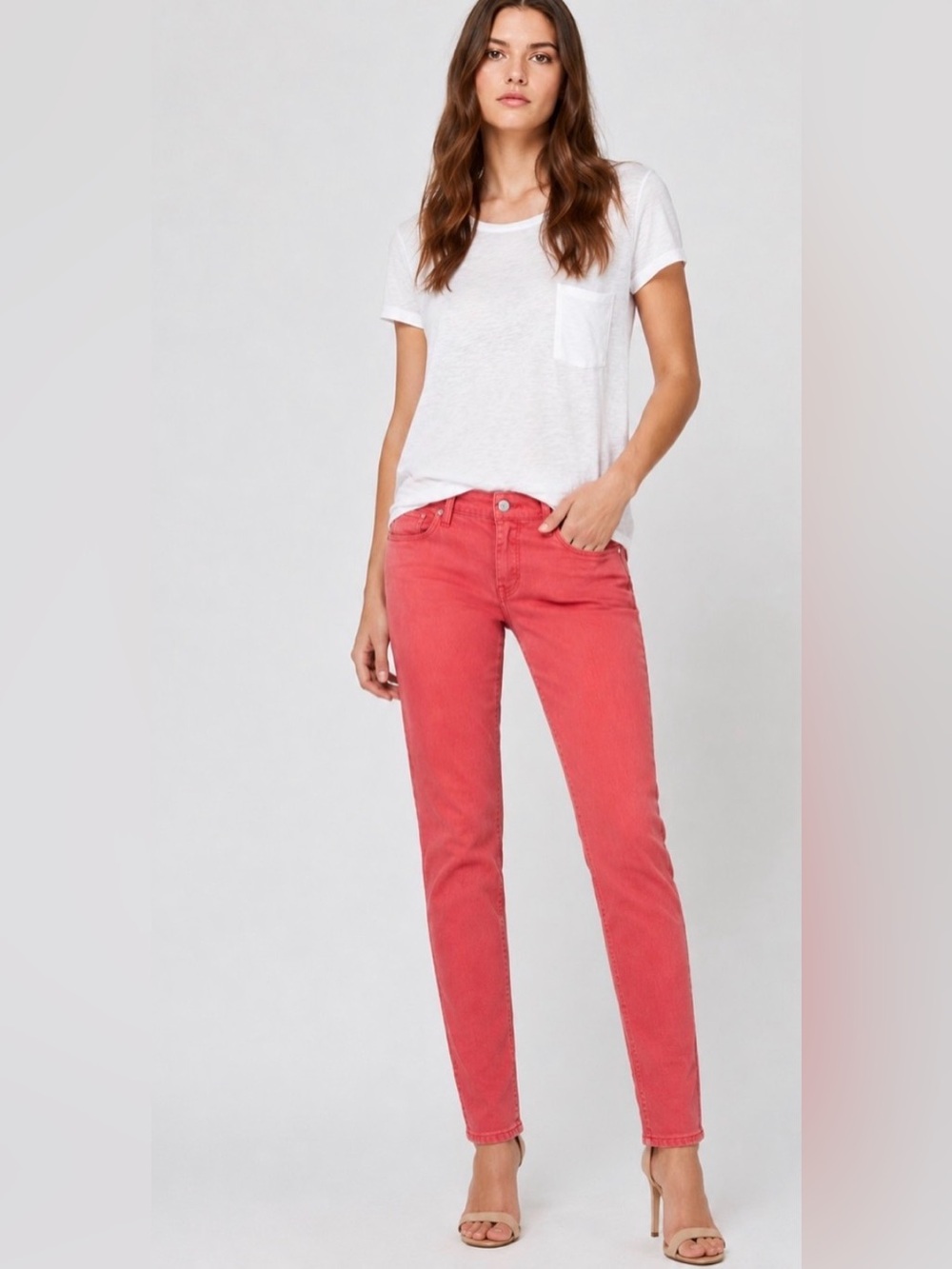 PAIGE TROY BOY Coral
Terracotta Slim Straight Boyfriend Low Rise Jeans Sz 28